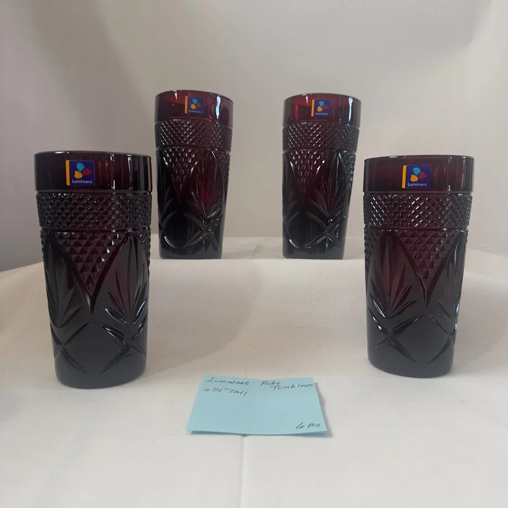 4 Luminarc Ruby Tumblers‎ 6.25